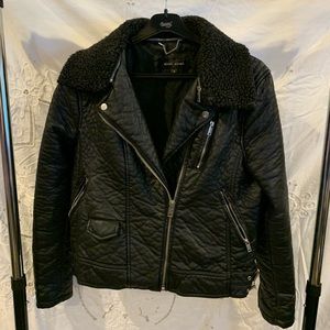 Black Rivet faux leather motorcycle jacket                   Size XL